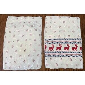 Vtg Stevens Twin Flat & Fitted Sheets 100% Cotton Flannel Winter Red Deer Cabin